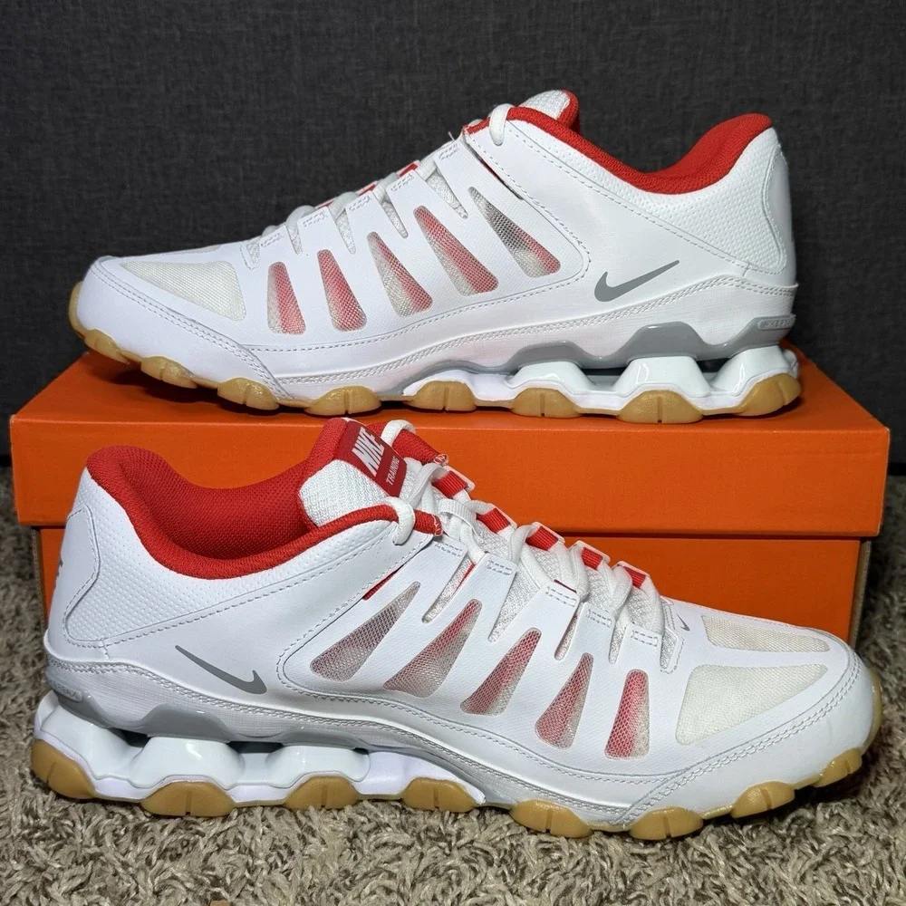 Nike REAX 8 TR MESH Cross Training Shoes Mens Size 10.5 White Red 621716-103 NEW
